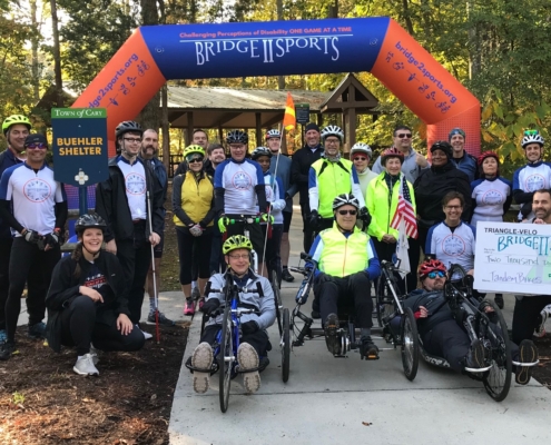 Group picture of all cyclists at last Bridge 2 Sports Cycling Saturday of 2019