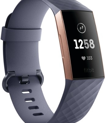 gray and rose gold Fitbit